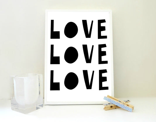 Love Love Love Printable Print, Love Kids Room Art