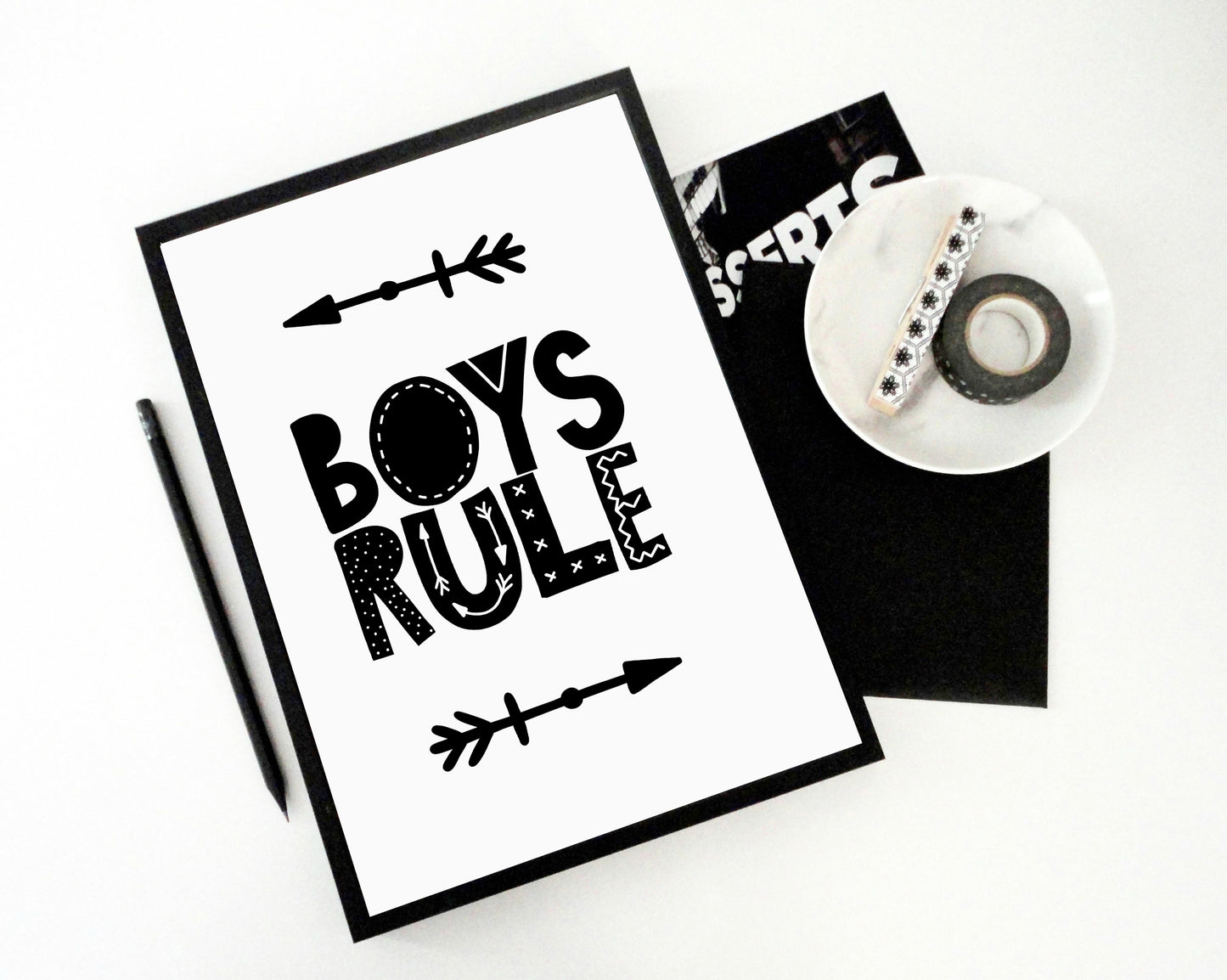 Boys Rule Printable, Boy Room Wall Art, Arrow Print