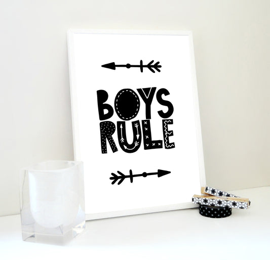 Boys Rule Printable, Boy Room Wall Art, Arrow Print