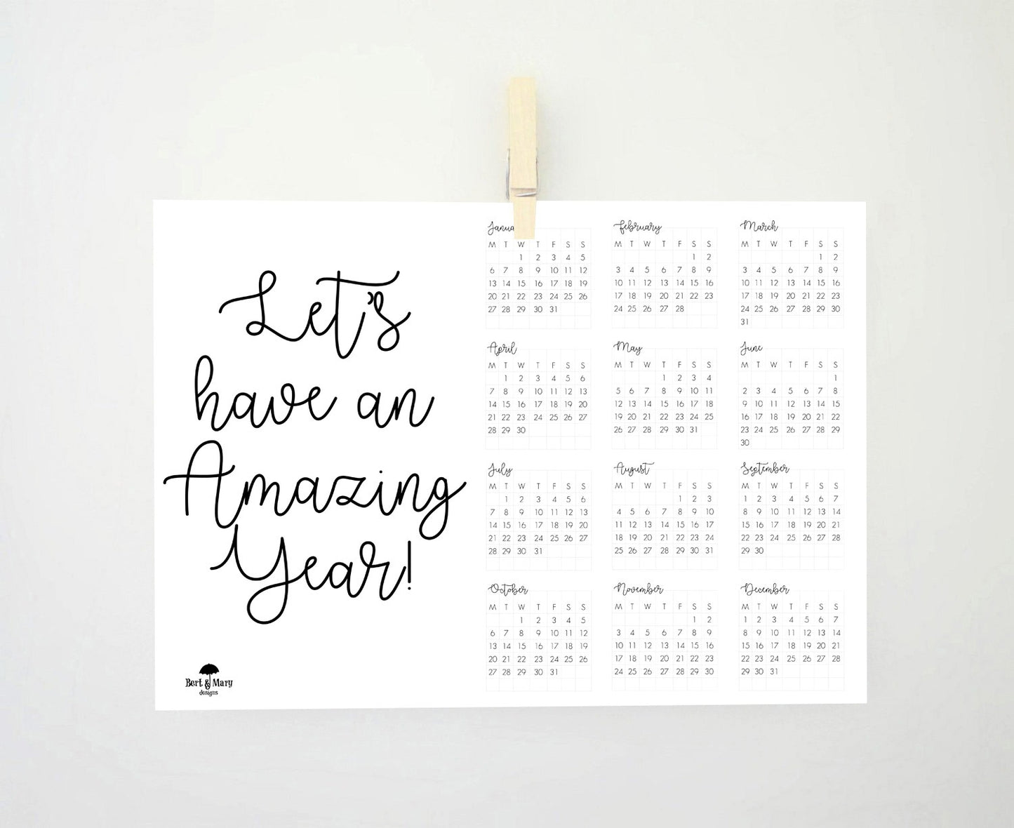 Amazing Year 2025 Motivational Calendar, Printable Calendar