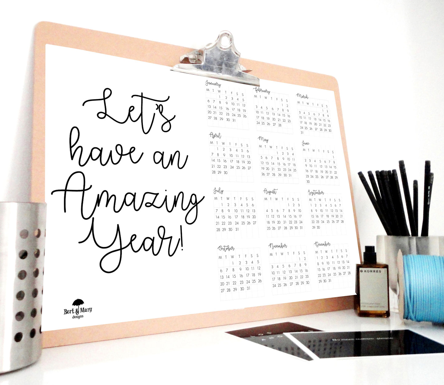 Amazing Year 2025 Motivational Calendar, Printable Calendar