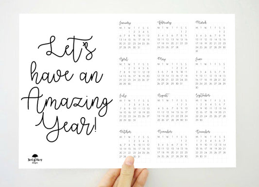 Amazing Year 2025 Motivational Calendar, Printable Calendar