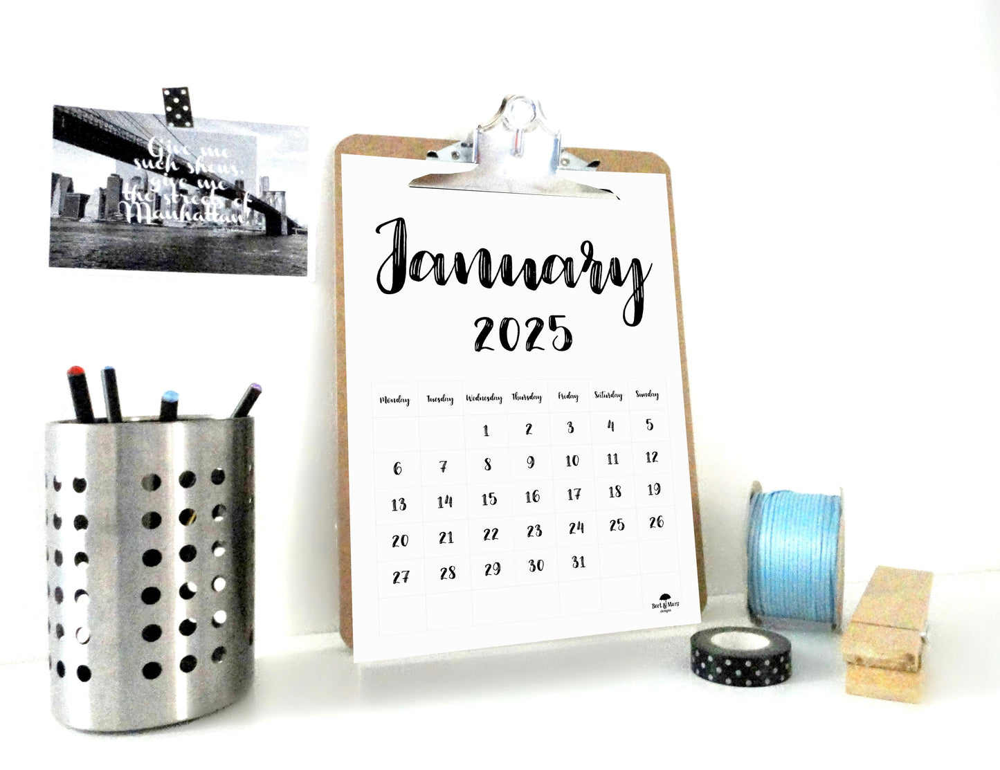 Painted 2025 Calendar, Monthly Printable Calendar