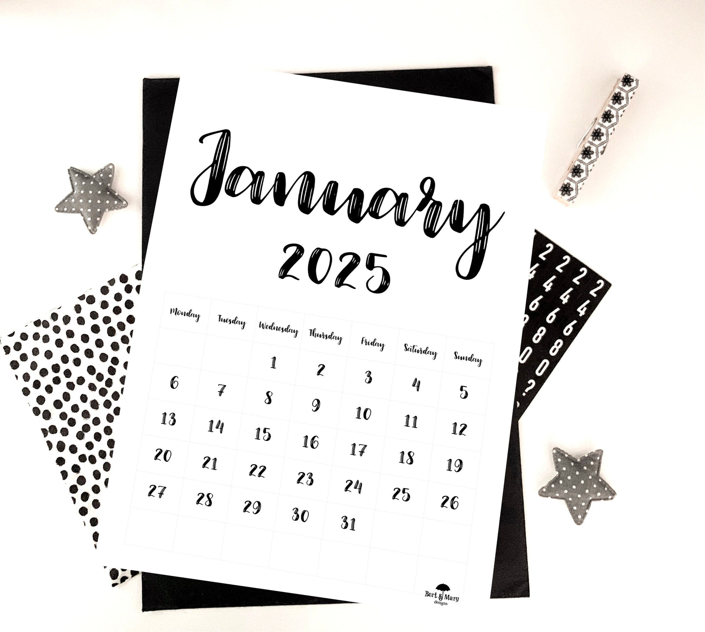 Painted 2025 Calendar, Monthly Printable Calendar