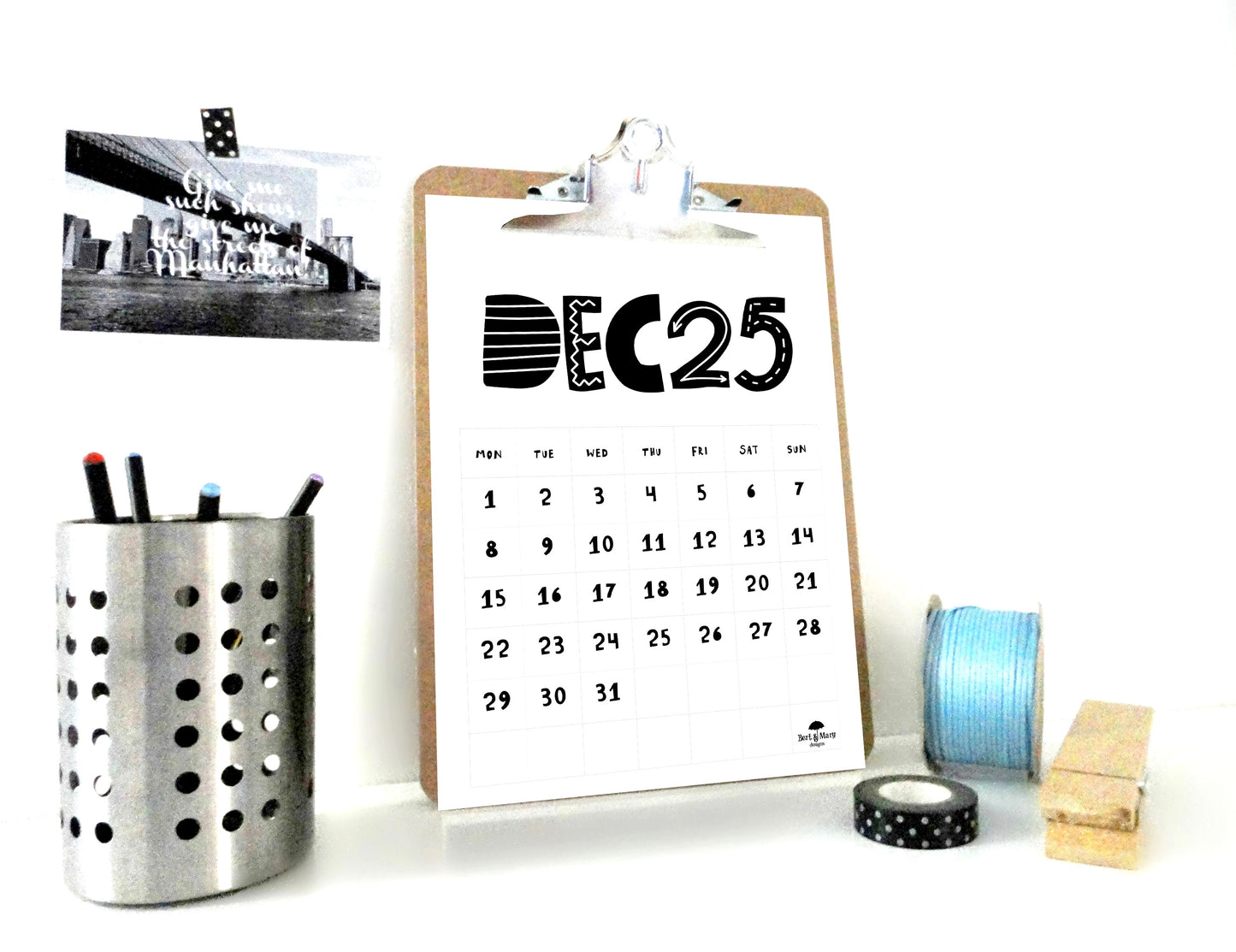 Tall Scandi 2025 Printable Calendar, 2025 Calendar