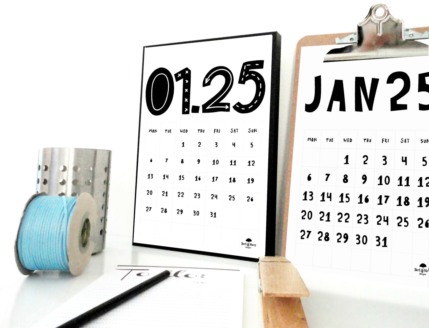 Tall Numbers Printable Calendar, 2025 Calendar