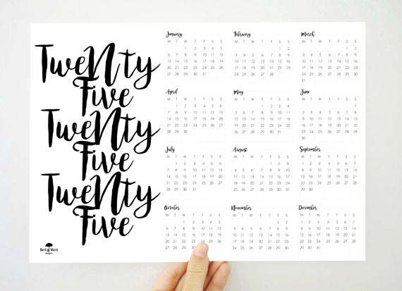 Twenty Five Twenty Five Digital Calendar, 2025 Printable Calendar