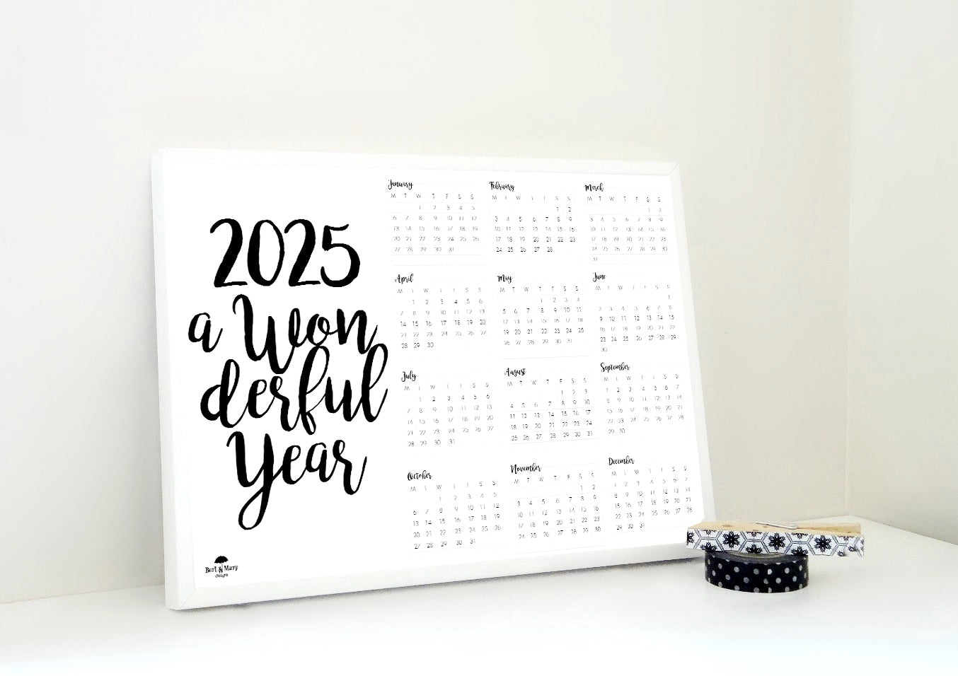 Wonderful Year 2025 Calendar, Printable Calendar