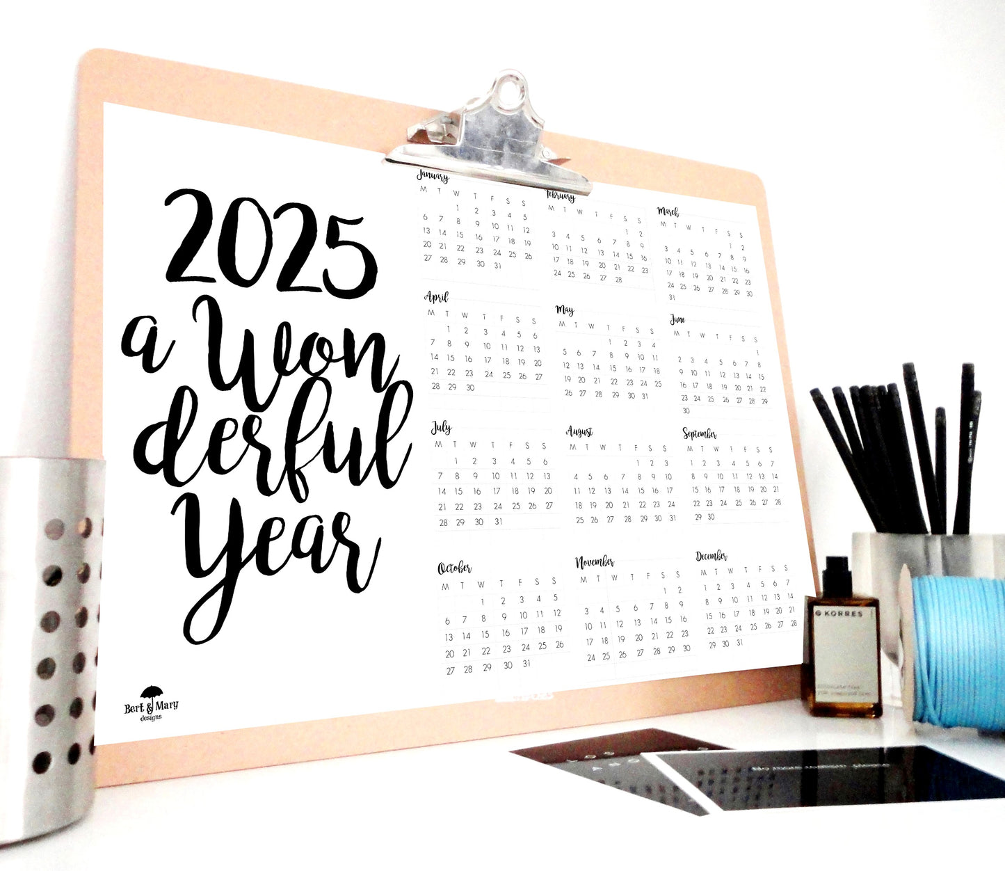 Wonderful Year 2025 Calendar, Printable Calendar