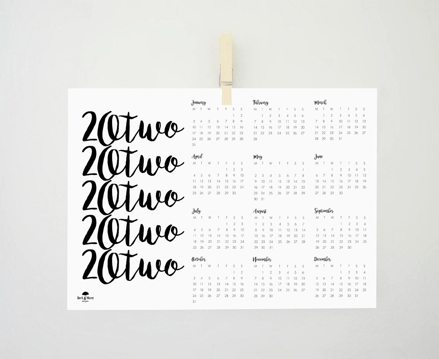 20Two Printable Calendar, 2022 Calendar, 2022 Planner