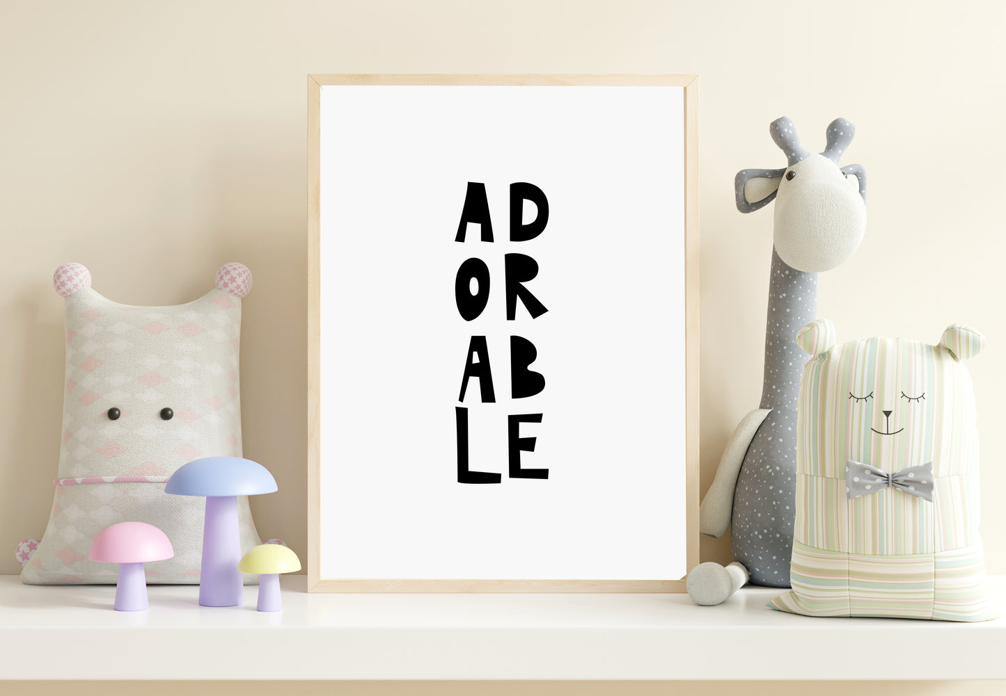 Adorable Printable, Cute Nursery Wall Art, Girl Room Wall Art