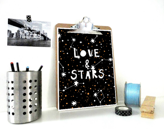 Love and Stars Art Print, Stars Poster