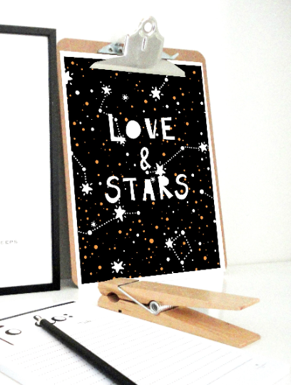 Love and Stars Art Print, Stars Poster