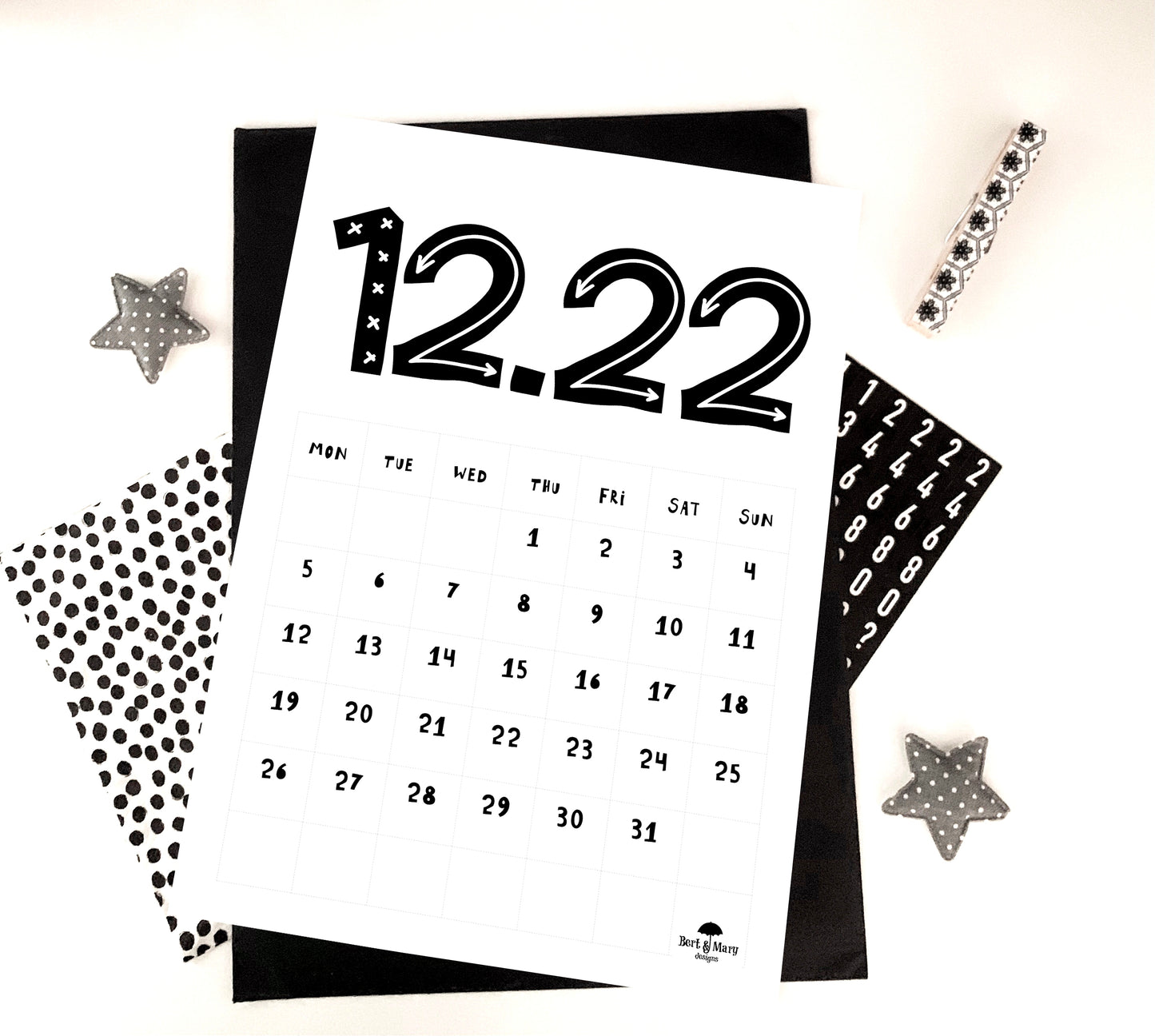 Tall Scandi 2022 Printable Calendar, 2022 Calendar