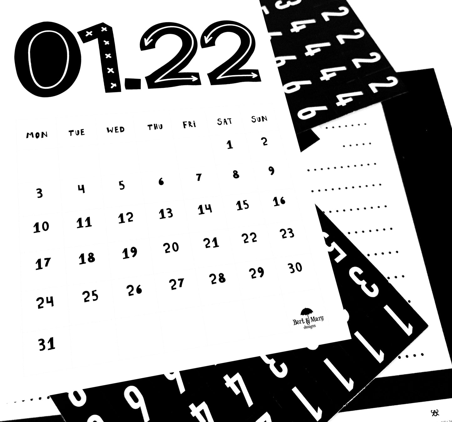 Tall Scandi 2022 Printable Calendar, 2022 Calendar