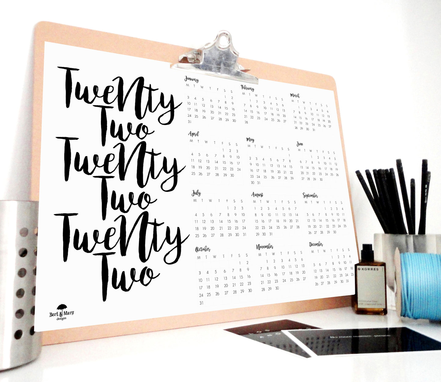 20Two Printable Calendar, 2022 Calendar, 2022 Monthly Planner