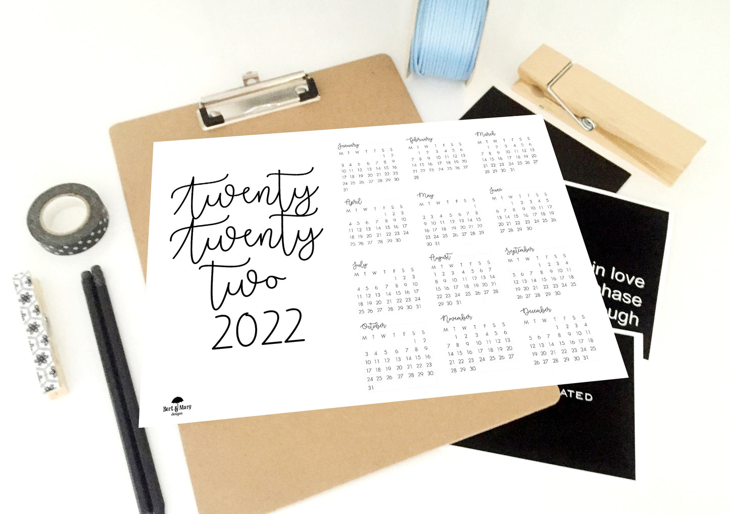 Twenty Twenty Two Calendar, 2022 Printable Calendar, 2022 Planner