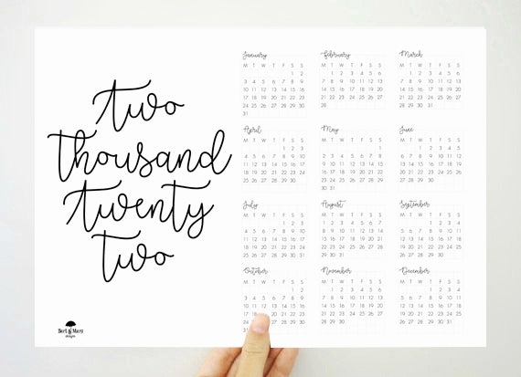 Two Thousand Twenty Two Calendar, 2022 Printable Calendar